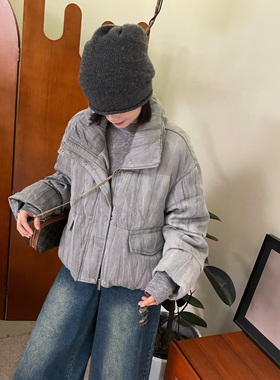 【秒杀不退换压皱纹理】冬季炒色立领短款天丝羽绒服241206-12665