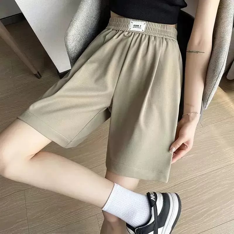 冰丝阔腿西装短裤女夏薄款大码胖mm宽松显瘦百搭高腰运动休闲裤子
