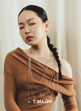 时尚新款多层铜镀金贝珠项链