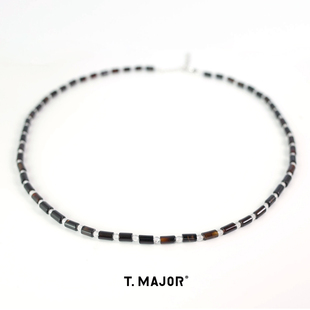 T.MAJOR 静谧花园系列 黑白韵律玛瑙水晶能量项链