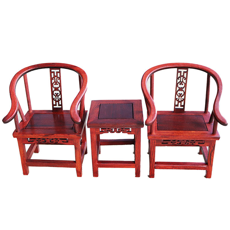 实木质工艺礼中式仿古明清微型缩家具模型家居装饰镂空圈椅摆件