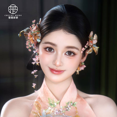 新中式手工缠花网纱蝴蝶发夹