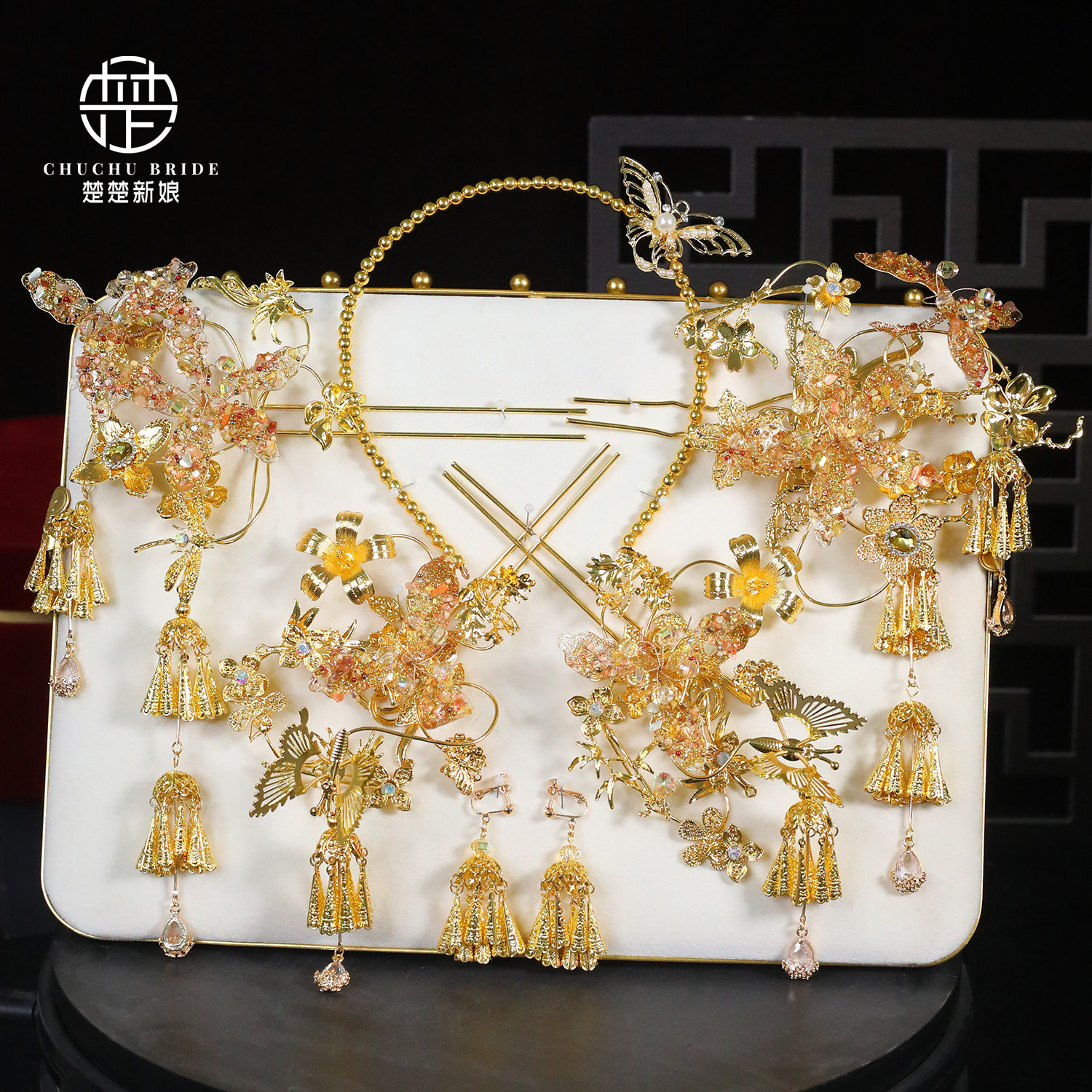 中式秀禾发饰发簪侧边古风饰品