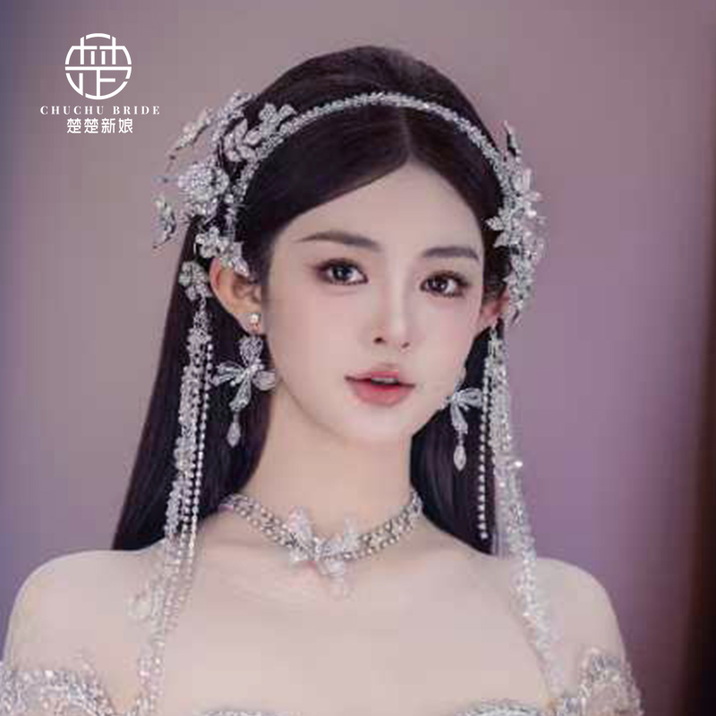 水晶流苏发箍边夹耳环项链发饰