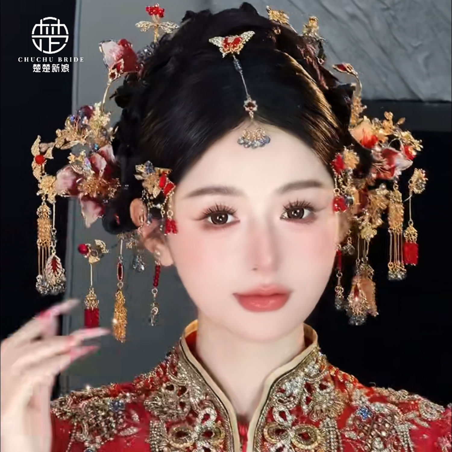 新中式秀禾龙凤新娘头饰发夹