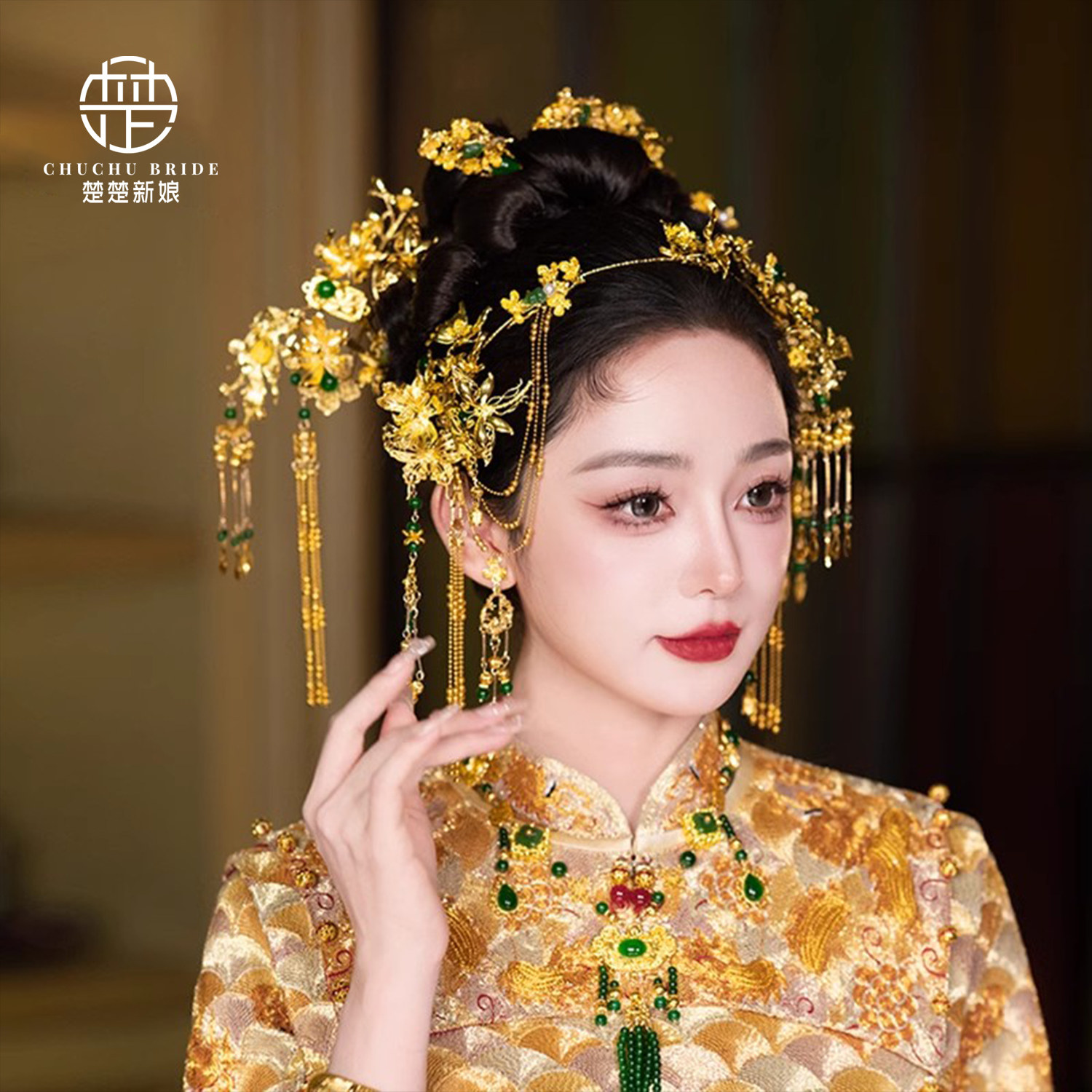 秀禾服饰品精致金色发箍新中式