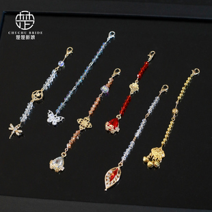 古装秀禾服额饰眉心坠减龄配件古典婚礼秀禾服龙凤褂百搭头饰配饰