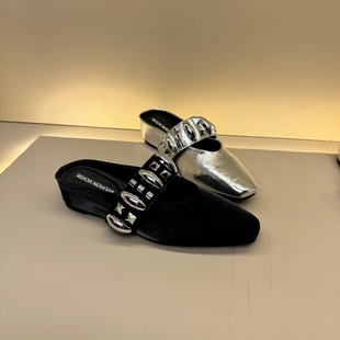 2026新款真皮包头穆勒平底半拖鞋包头凉拖鞋女时尚玛丽珍鞋单鞋