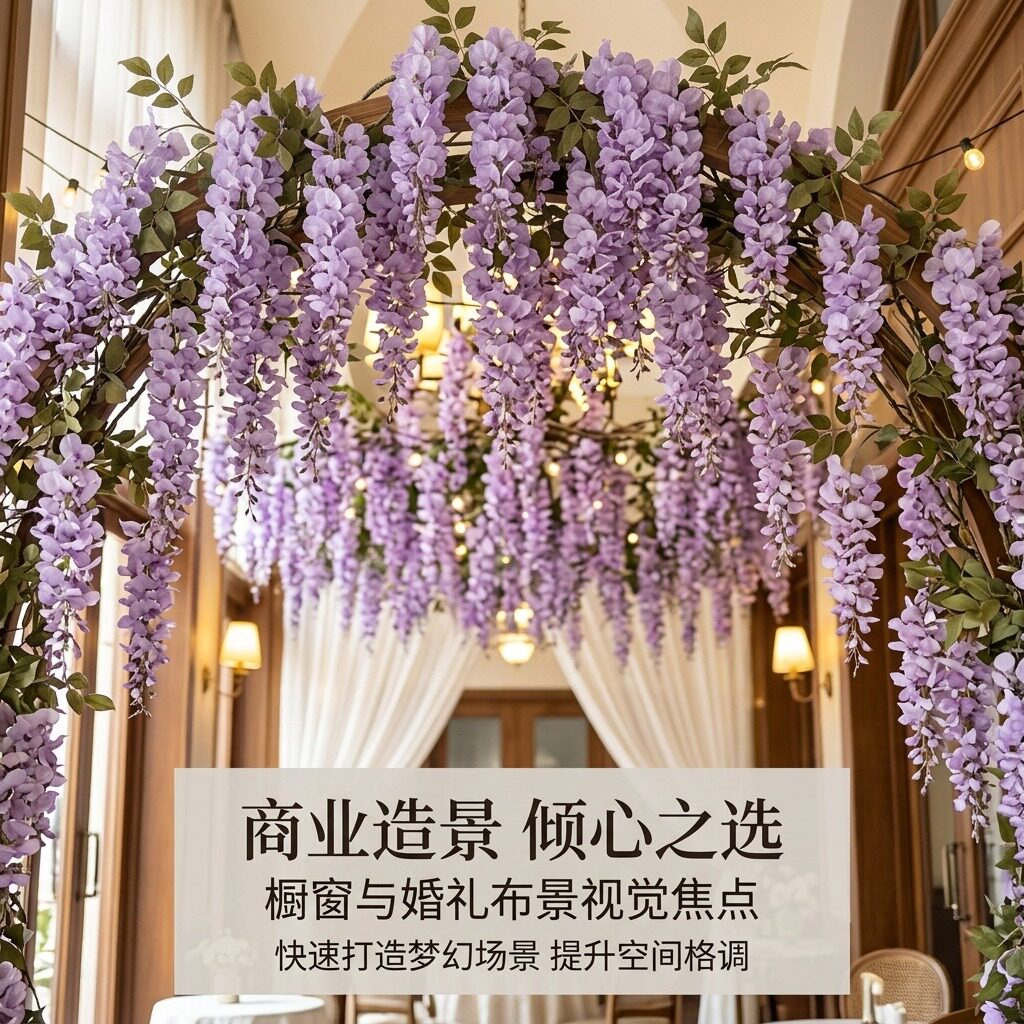 仿真紫藤花藤条空调管道遮挡