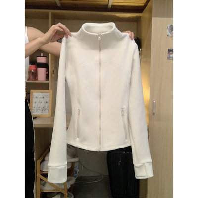 摇粒绒卫衣外套女秋冬季内搭加绒加厚立领冲锋衣内胆打底抓绒上衣