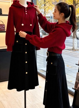 新年红色针织卫衣毛衣2026秋冬新款穿搭气质感上衣潮0115k