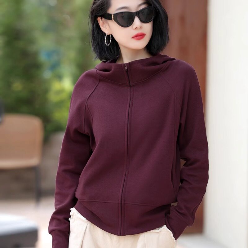 欧货安可拉红连帽卫衣女装春季大码胖mm加绒加厚宽松休闲开衫外套