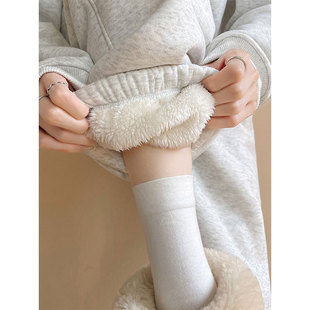 加绒卫裤 白灰色运动裤 小个子束脚哈伦裤 巨厚东北棉裤 子 女秋冬新款