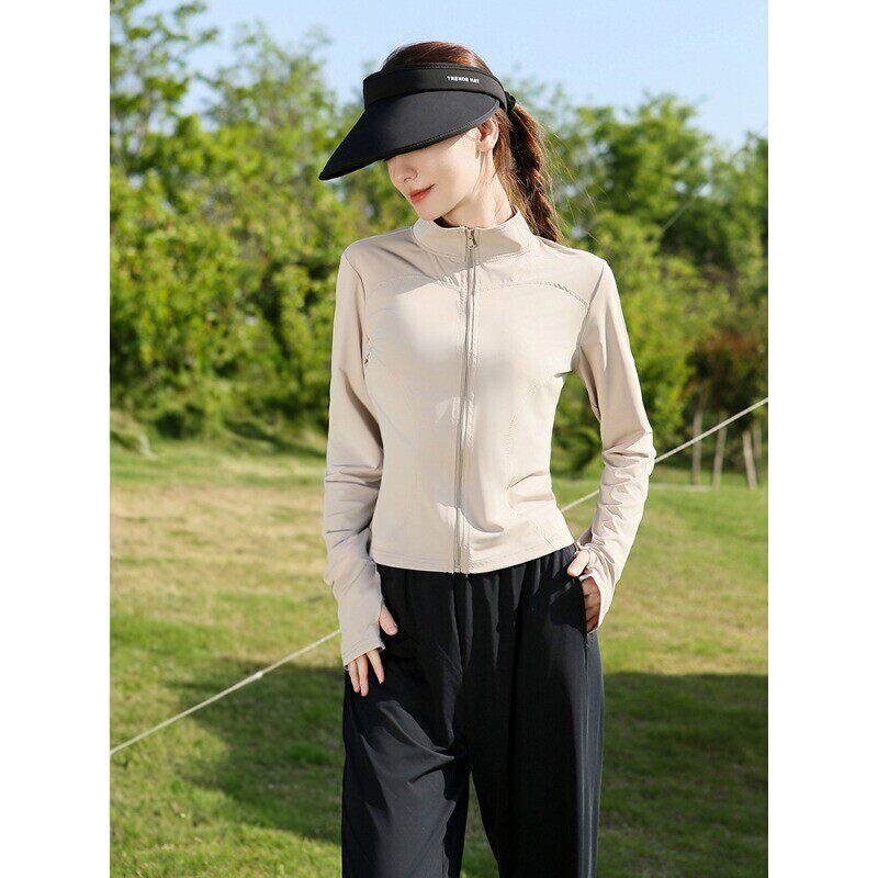 冰丝防晒衣女款夏季薄款2026新款立领修身瑜伽服健身紧身上衣外套