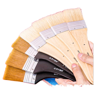 青竹油画笔刷板刷丙烯水粉水彩颜料排笔画画笔彩绘美术生用尼龙平头毛笔刷子专业墙绘笔底刷画材排刷套装油彩