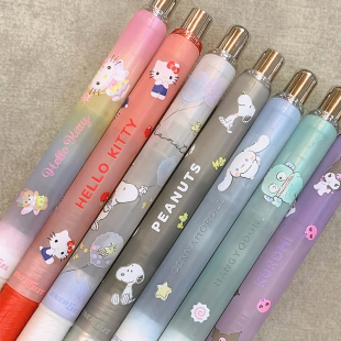 日本pentel派通BLN75三丽鸥史努比限定磨砂半透杆凯蒂猫中性笔黑