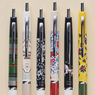 新款日本PILOT百乐Acro炫滑圆珠笔复古圣诞限定拼色花纹款中油笔