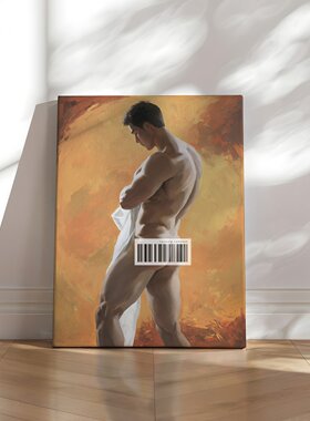 肌肉男沐浴高清装饰画卧室挂画喷绘油画室内靠墙工作室艺术相框