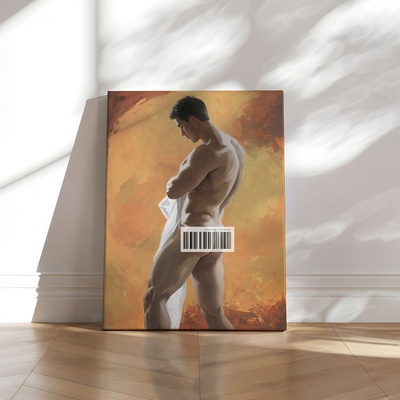 肌肉男沐浴高清装饰画卧室挂画喷绘油画室内靠墙工作室艺术相框