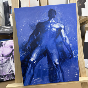 肌肉男沉溺抽象装饰画挂画高清微喷油画卧室靠墙男体画框艺术