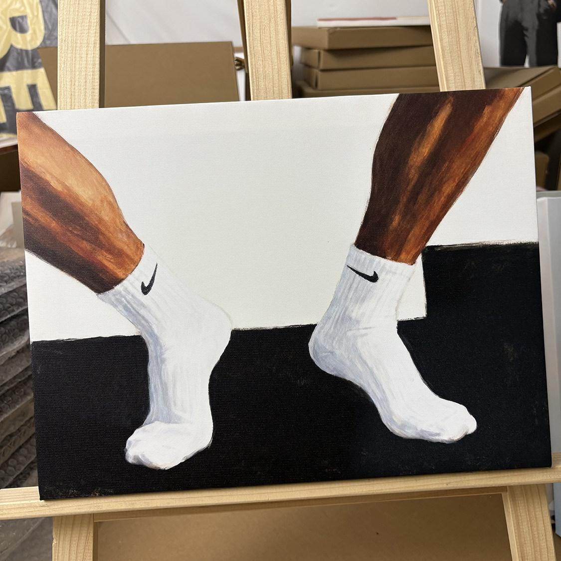 油画装饰画白袜肌肉男相框喷绘卧室靠墙男体工作室画框装修挂饰