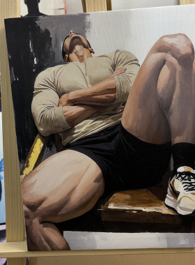 肌肉男张力抽象装饰画挂画高清微喷油画卧室靠墙男体画框艺术