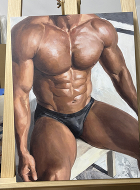 肌肉男装饰画古铜挂画喷绘油画卧室男体工作室艺术画框电表箱