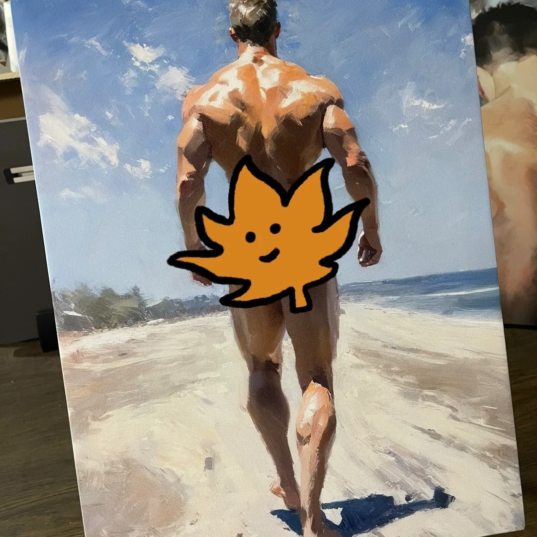 海边漫步肌肉男高清装饰画卧室挂画喷绘油画房间室内挂墙靠墙艺术图片
