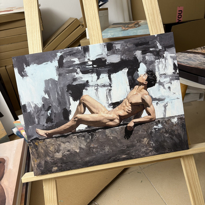 肌肉男野地日光装饰画挂画喷绘油画卧室靠墙男体工作室有型艺术