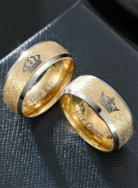 欧美爆款女王皇冠情侣戒指对戒