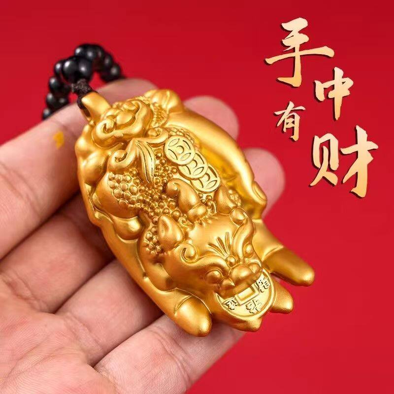 实心佛手招财貔貅手把件吊坠挂件黄铜工艺品桌面居家招财摆件礼品