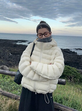 反季清货90白鸭绒超好看加厚排骨羽绒服连帽短款宽松时尚龟背外套