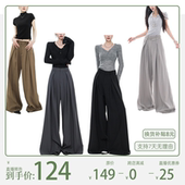 小敏推荐 裤 ABWEAR夏季 高腰垂感西装 宽松直筒显瘦休闲裤 新款