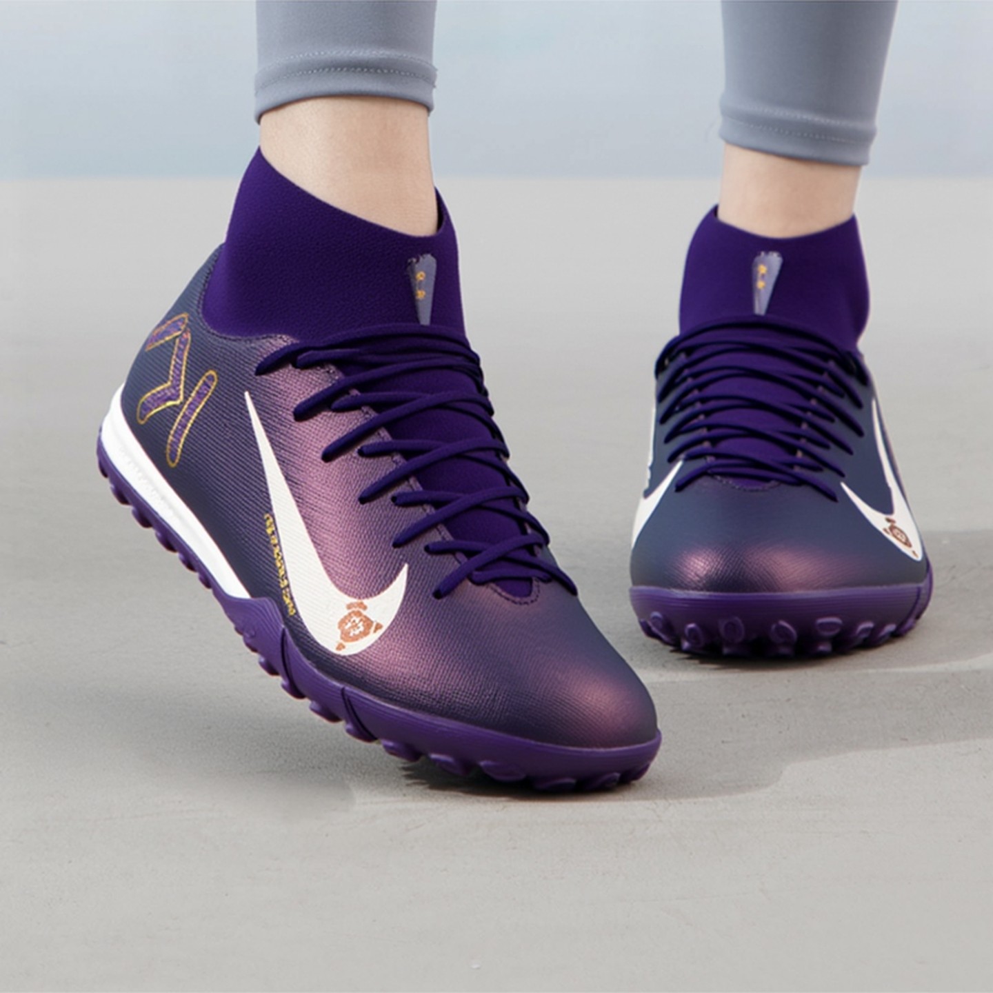 MIKE耐克ZM SUPERFLY 10 KM TF男子高帮碎钉人草足球鞋FQ8333-500