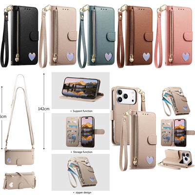 适用苹果 12/13/14/15 Promax iPhone 16 Promax/16e/17/17 Air/17 Pro 幻之爱 纯色 翻盖手机套 保护套 防摔