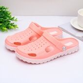 休闲舒适柔软旅游沙滩鞋 越南天然橡胶凉鞋 女商务厚底情侣洞洞鞋 男