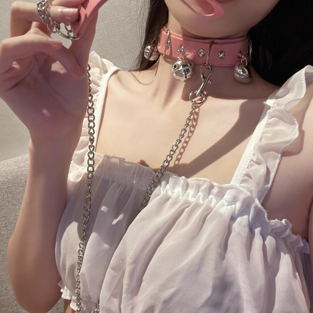 项圈牵引绳情调铃铛项链choker脖子配饰颈带锁骨链颈环链颈炼脖圈