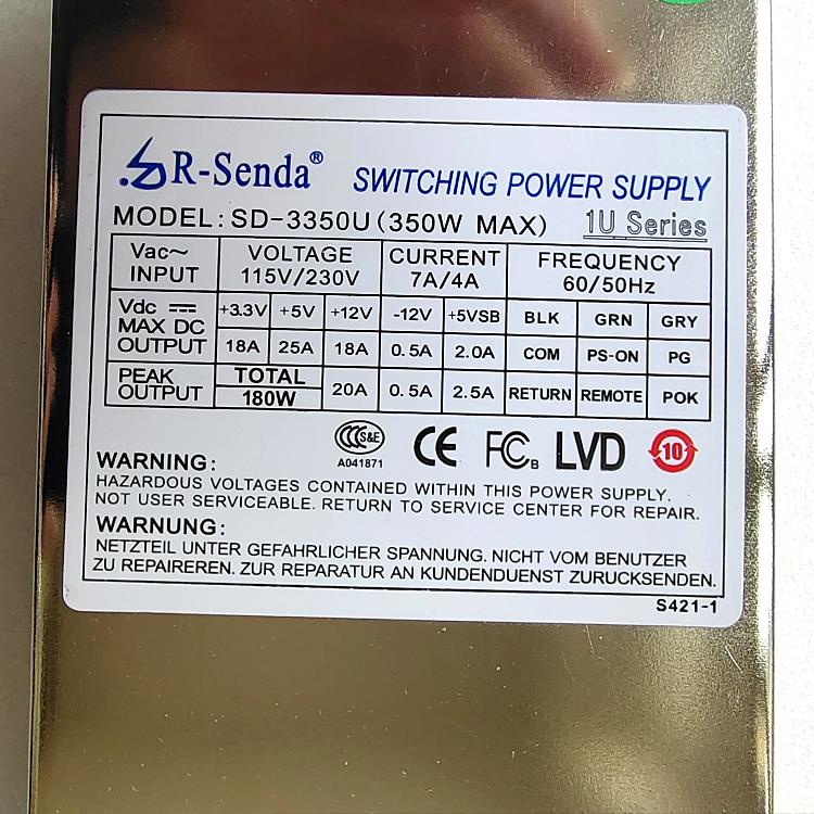非实价议价议价原装正品/SD-3350U 1U工控机服务器电源 350W 现货
