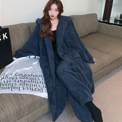 睡衣女加绒加厚珊瑚绒家居服套装