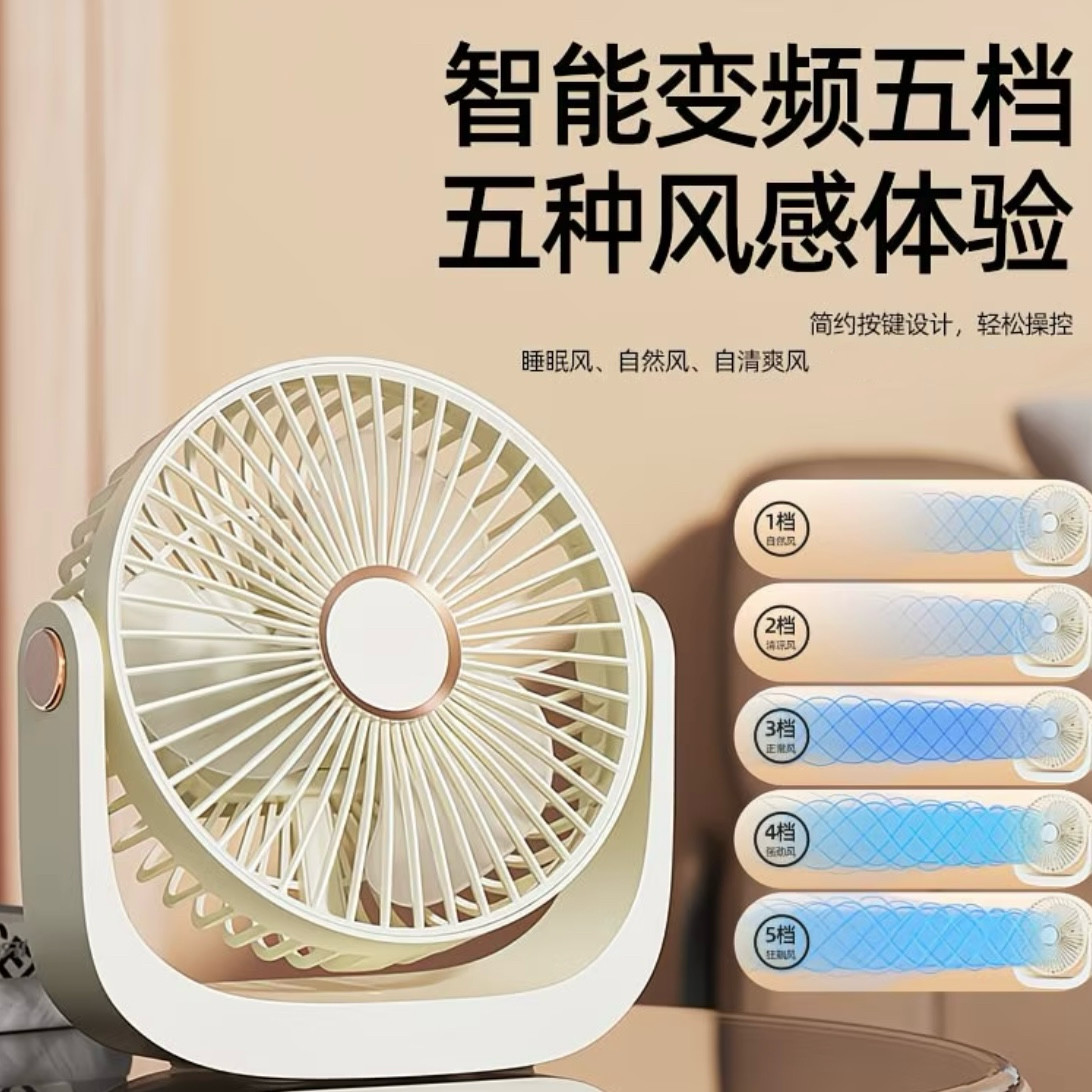 新款多功能桌面小风扇带夜灯USB充电壁挂两用大风力宿舍续航风扇图片
