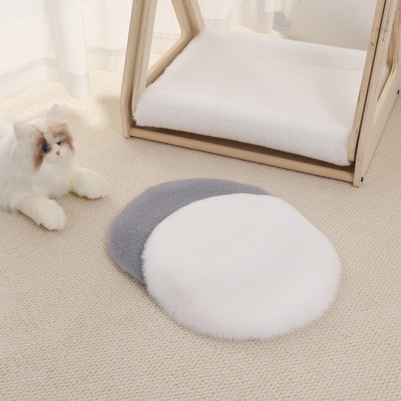 猫咪睡垫仿兔绒搭配猫窝圆形垫子秋冬保暖防滑坐垫宠物用品猫垫子