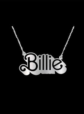 欧美Billie Eilish英文字母项链女碧梨嘻哈锁骨链吊坠项链