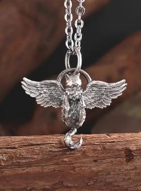 天使翅膀复古做旧个性嘻哈项链