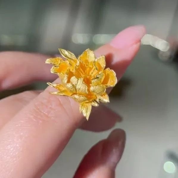 古法凤冠霞帔牡丹花戒指十里红妆经典优雅轻奢金色牡丹指环送女友