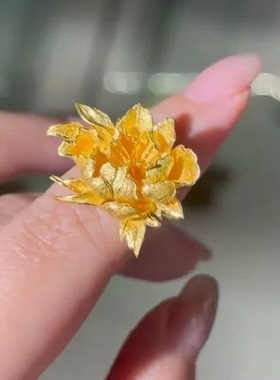 古法凤冠霞帔牡丹花戒指十里红妆经典优雅轻奢金色牡丹指环送女友