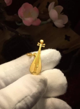 传承古典古法金色宫廷唐风琵琶时尚复古吊坠项链气质百搭送礼