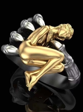 个性恶魔爪牙戒指亚当和夏娃情侣开口手指指环潮男女手饰