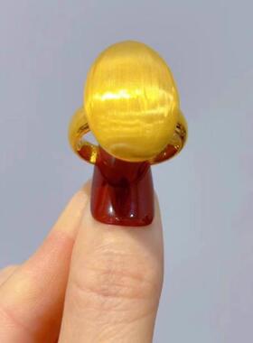 镀黄金色鸽子蛋戒指女ins风个性简约大气指环金色食指戒新年礼物