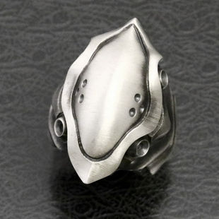2023ins风复古前卫宗师机甲王镀银质个性使徒机甲戒指指环