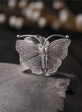 开口戒指银色蝴蝶个性复古
